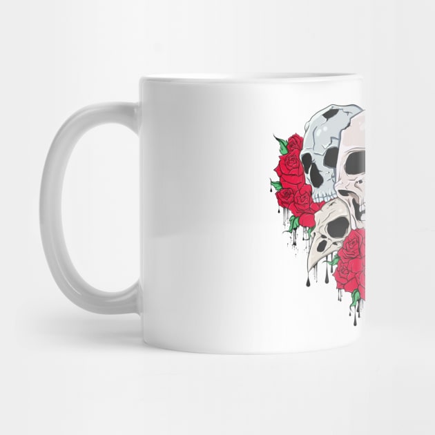 Dripping skulls and roses by akerly